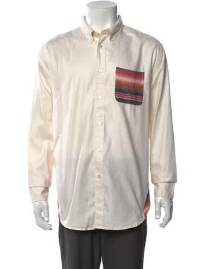 Pre-owned Visvim Striped Long Sleeve Dress Shirt In White