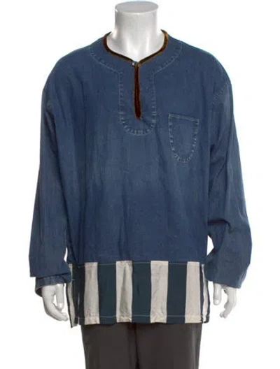 Pre-owned Visvim Striped Striped Denim Shirt In Blue