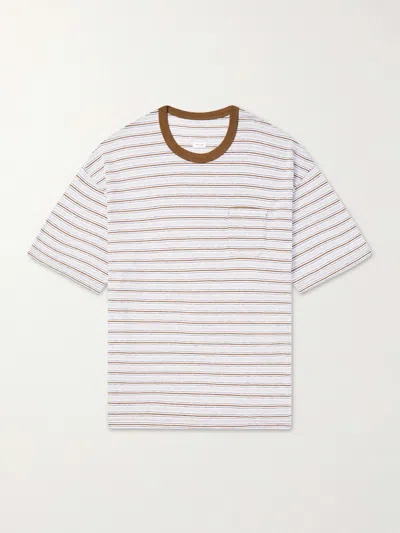 Visvim Striped Wool And Cotton-blend T-shirt In Multi