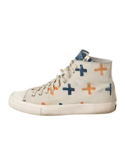Pre-owned Visvim Suede Graphic Print Sneakers In Neutrals