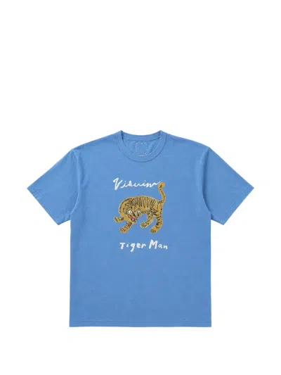 Visvim Tiger Man Graphic-print T-shirt In Blue