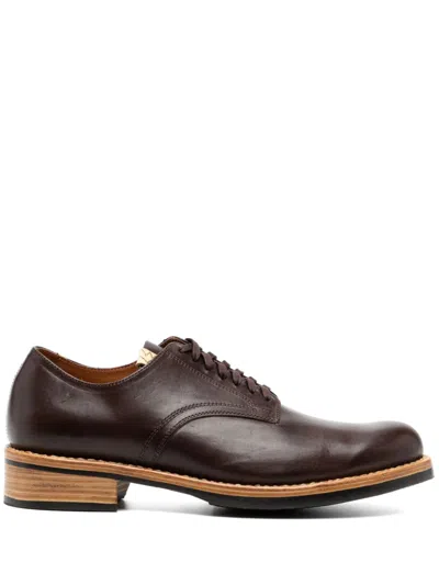 Visvim Toe-folk Leather Derby Shoes In Brown