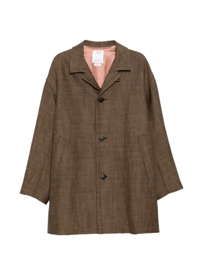Visvim Tweed Trench Coat In Brown
