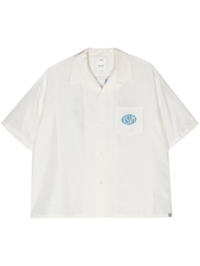 VISVIM WHITE LOGO-PRINT SILK SHIRT - MEN'S - SILK