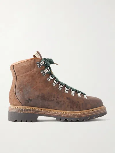 Visvim Whymper Folk Distressed Leather Lace-up Boots In Brown