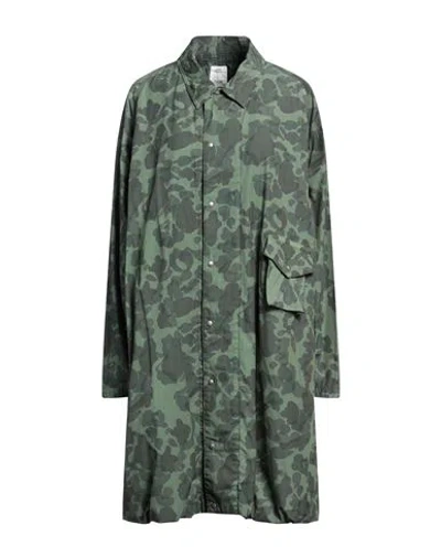 Visvim Woman Overcoat & Trench Coat Military Green Size 1 Nylon, Cotton In Multi