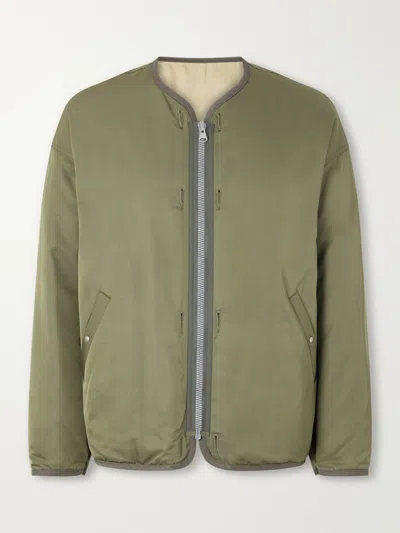 Visvim Wool And Silk-blend Twill Down Liner Jacket In Green