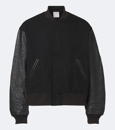Visvim Wool, Linen, And Leather Varsity Jacket In Black