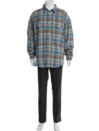 Pre-owned Visvim Wool Plaid Print Shirt In Blue