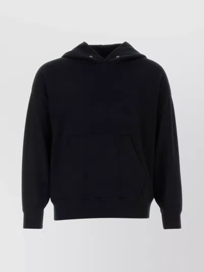 Visvim Wool Sweatshirt With Front Pocket And Hood In Black