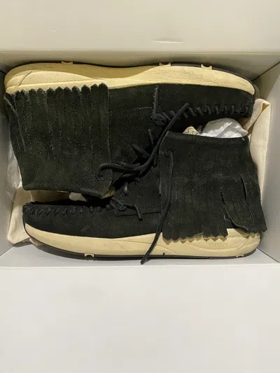 Pre-owned Visvim Yucca Moc Shaman Veg Suede Us11 Shoes In Black