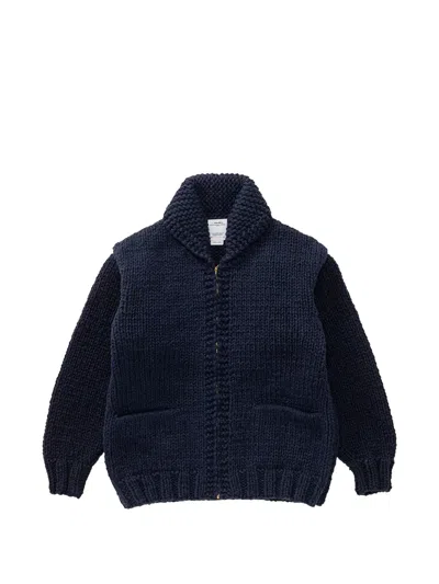 Visvim Zip Shawl-collar Cardigan In Blue