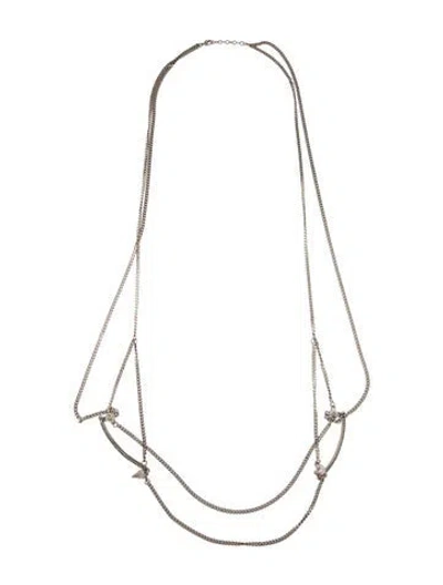 Pre-owned Vita Fede Crystal Cones Double Strand Long Necklace, 39" In Transparent