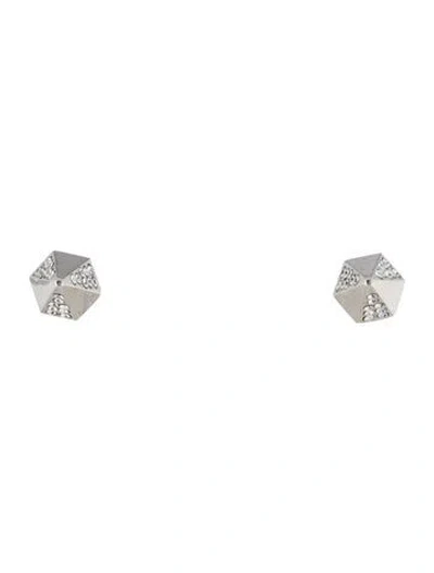 Pre-owned Vita Fede Crystal Pave Titan Stud Earrings In Transparent