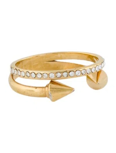 Pre-owned Vita Fede Crystal Ultra Mini Titan Band Ring In Multi