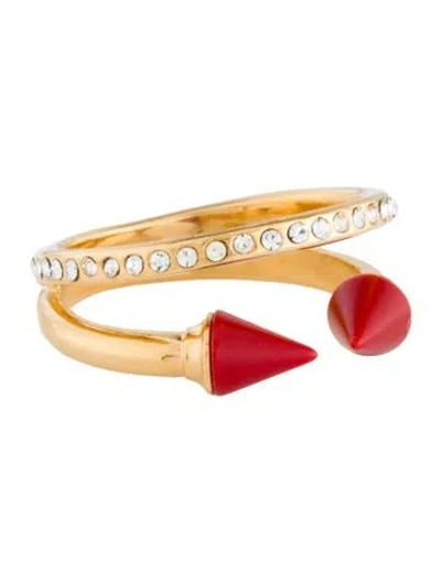 Pre-owned Vita Fede Ultra Mini Titan Band Ring In Red