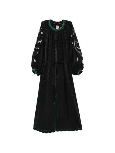 Vita Kin Babylon Embroidered Midi Dress In Black