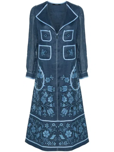 Vita Kin Blue Sasha Embroidered Linen Dress