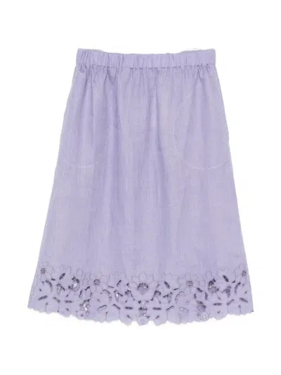 Vita Kin Galatea Broderie-anglaise Midi Skirt In Purple