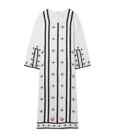 Vita Kin Gera Embroidered Linen Midi Dress In White