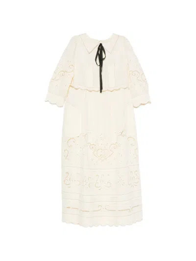 Vita Kin Giovanna Broderie-anglaise Midi Dress In Neutral