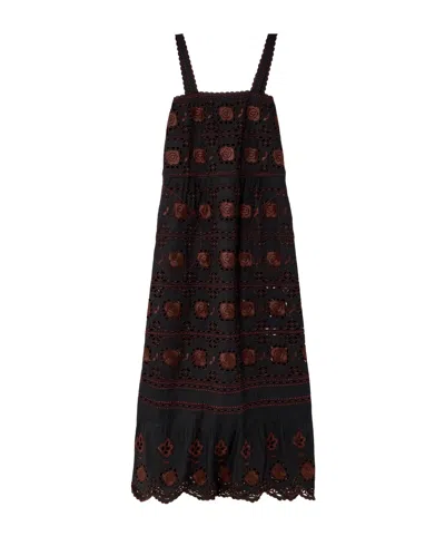 Vita Kin Grace Scalloped Broderie Anglaise Cotton-poplin Maxi Dress In Black