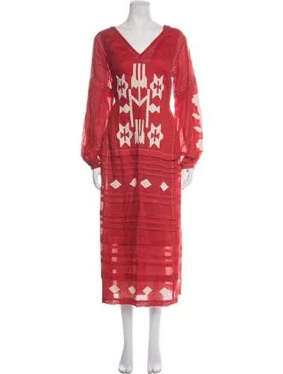 Pre-owned Vita Kin Graphic Print Long Dress In Red