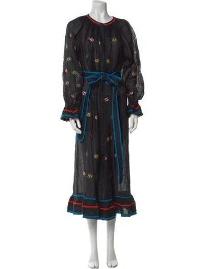 Pre-owned Vita Kin Linen Long Dress In Black
