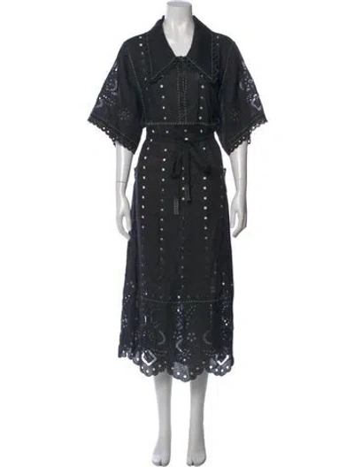 Pre-owned Vita Kin Linen Long Dress In Black