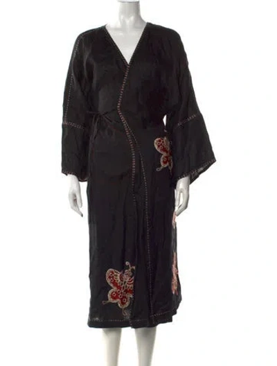 Pre-owned Vita Kin Linen Long Dress In Black