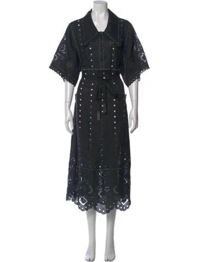 Pre-owned Vita Kin Linen Long Dress In Black
