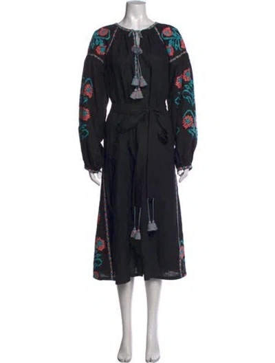 Pre-owned Vita Kin Linen Long Dress In Black