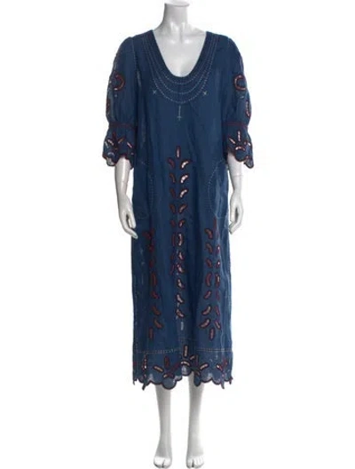 Pre-owned Vita Kin Linen Long Dress In Blue