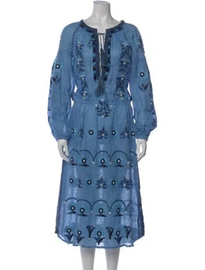 Pre-owned Vita Kin Linen Long Dress In Blue