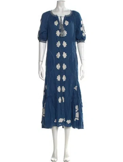 Pre-owned Vita Kin Linen Long Dress In Blue