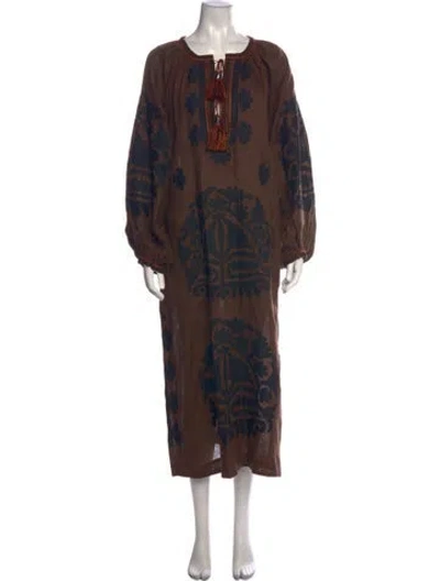 Pre-owned Vita Kin Linen Long Dress In Brown