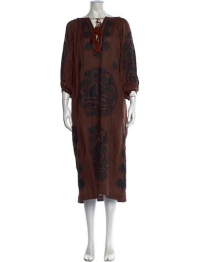 Pre-owned Vita Kin Linen Long Dress In Brown