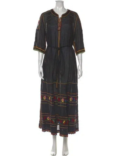 Pre-owned Vita Kin Linen Long Dress In Gray