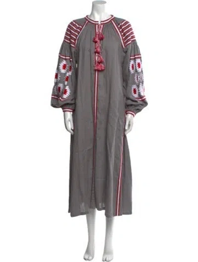 Pre-owned Vita Kin Linen Long Dress In Gray