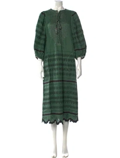 Pre-owned Vita Kin Linen Long Dress In Green