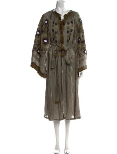 Pre-owned Vita Kin Linen Long Dress In Green