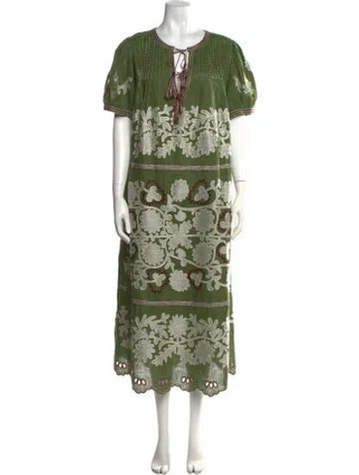 Pre-owned Vita Kin Linen Long Dress In Green