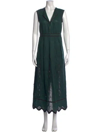 Pre-owned Vita Kin Linen Long Dress In Green