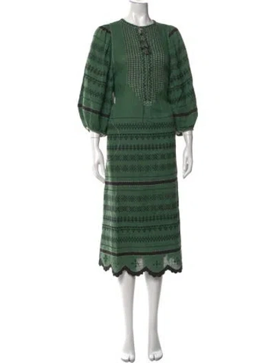 Pre-owned Vita Kin Linen Long Dress In Green