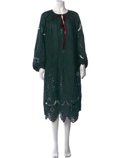 Pre-owned Vita Kin Linen Long Dress In Green