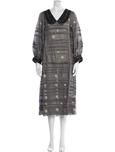 Pre-owned Vita Kin Linen Long Dress In Grey