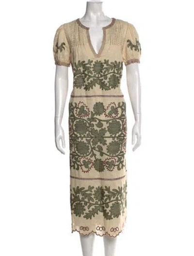 Pre-owned Vita Kin Linen Long Dress In Neutral