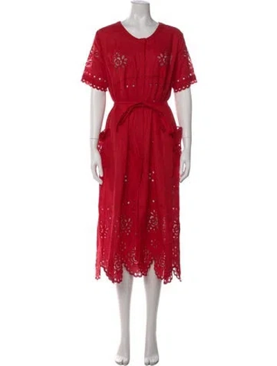 Pre-owned Vita Kin Linen Long Dress In Red