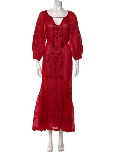 Pre-owned Vita Kin Linen Long Dress In Red
