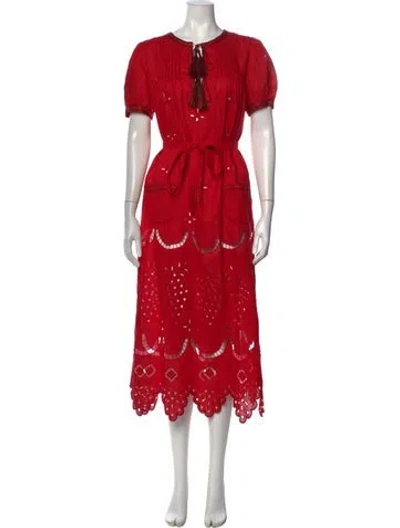Pre-owned Vita Kin Linen Long Dress In Red